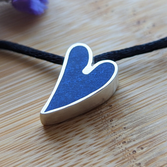 Blue Resin on 0.925 Silver Heart Shape