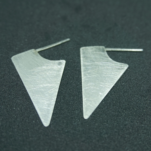 Flat Triangle Silver Earrings