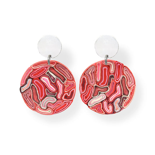 Dangle Earrings, oversize disc - Reddish - Idyllika