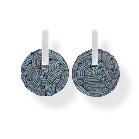 Static earrings, medium size disc -  Grayish - Idyllika