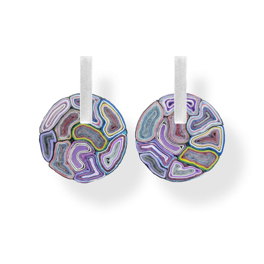 Static earrings, medium size disc -  Purplish - Idyllika